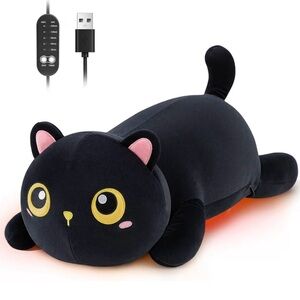 USB Heated Black Cat Heating Pad for Period Cramps Menstrual Pain Relief